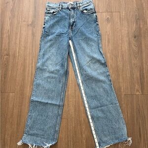 Zara The 90s Full Length Unfinished Hem Medium Wash Jean 6